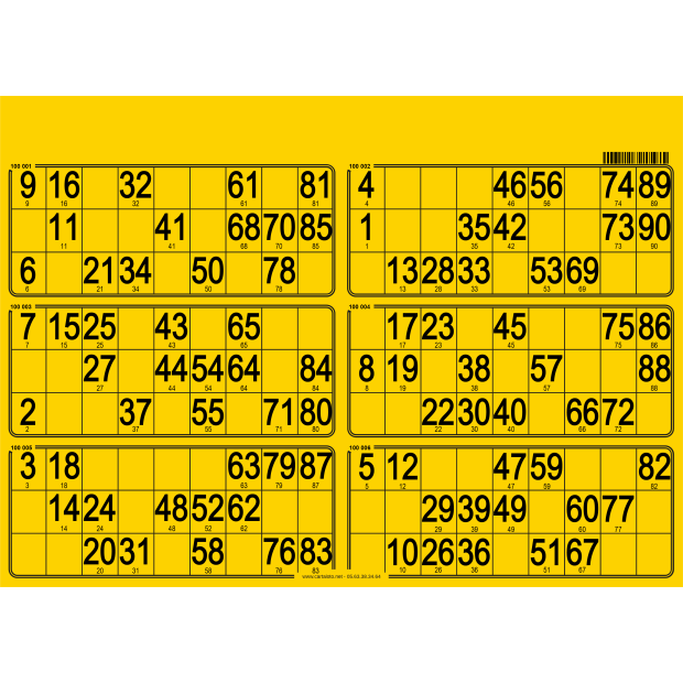 84 Paper 90 ball bingo tickets - 6 grids