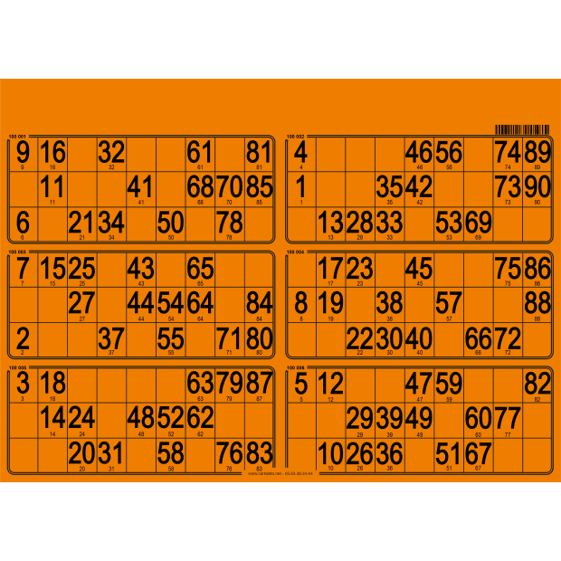 84 Paper 90 ball bingo tickets - 6 grids