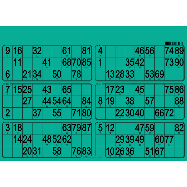 84 Bristol 90 ball bingo cards - 6 grids