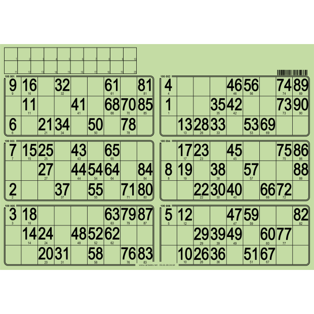 84 Bristol 90 ball bingo cards - 6 grids - to stamp