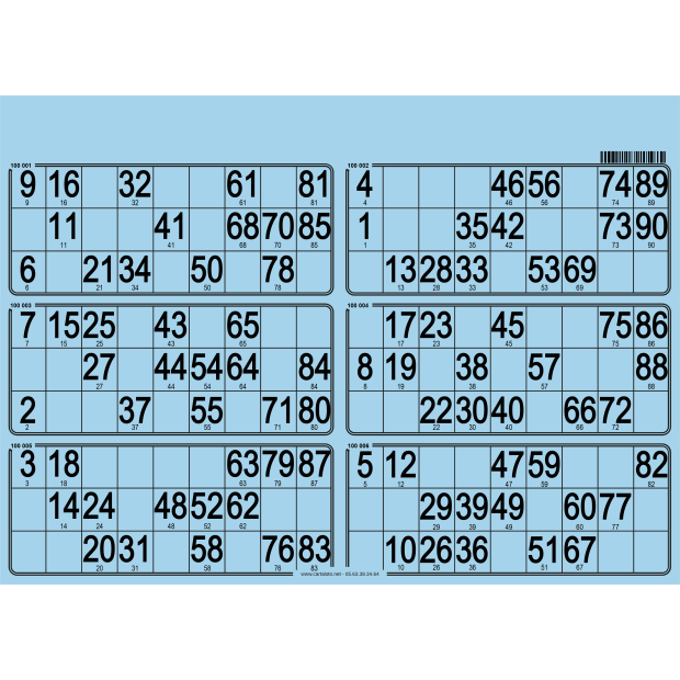 Planche loto 6 grilles