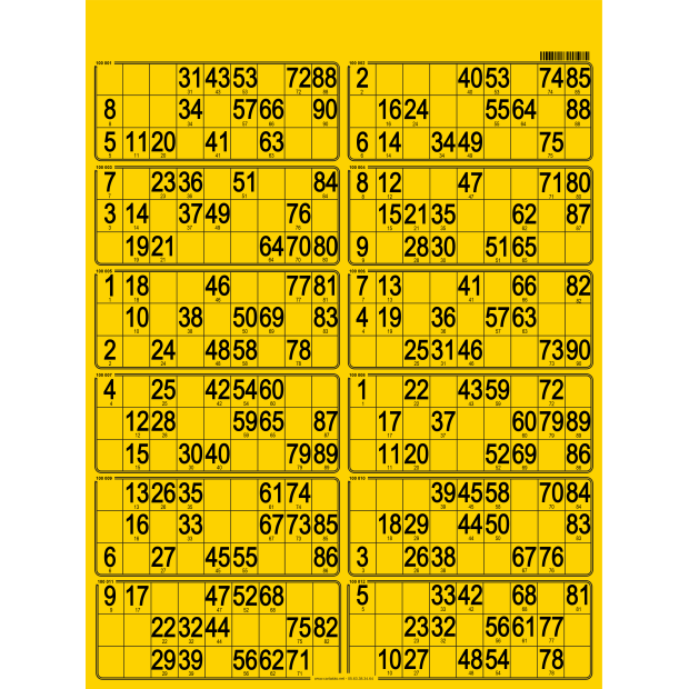 42 Paper 90 ball bingo tickets - 12 grids