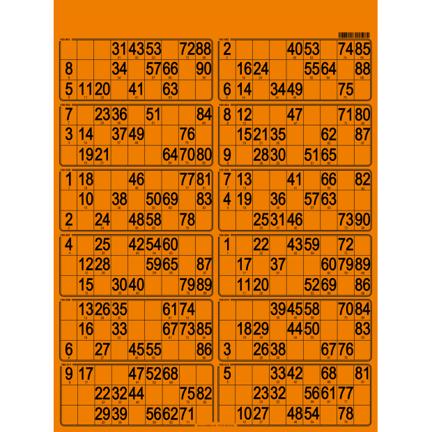 42 Paper 90 ball bingo tickets - 12 grids