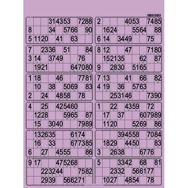 42 Bristol 90 ball bingo cards - 12 grids