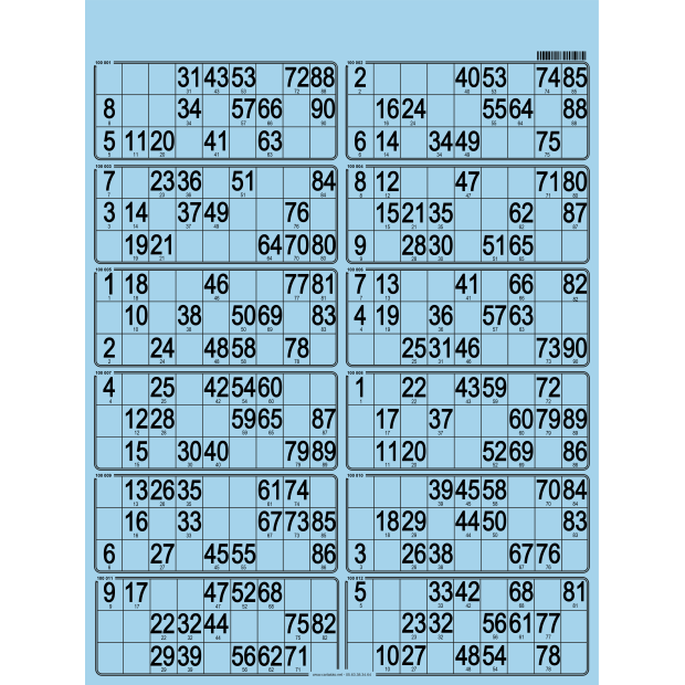 42 Bristol 90 ball bingo cards - 12 grids