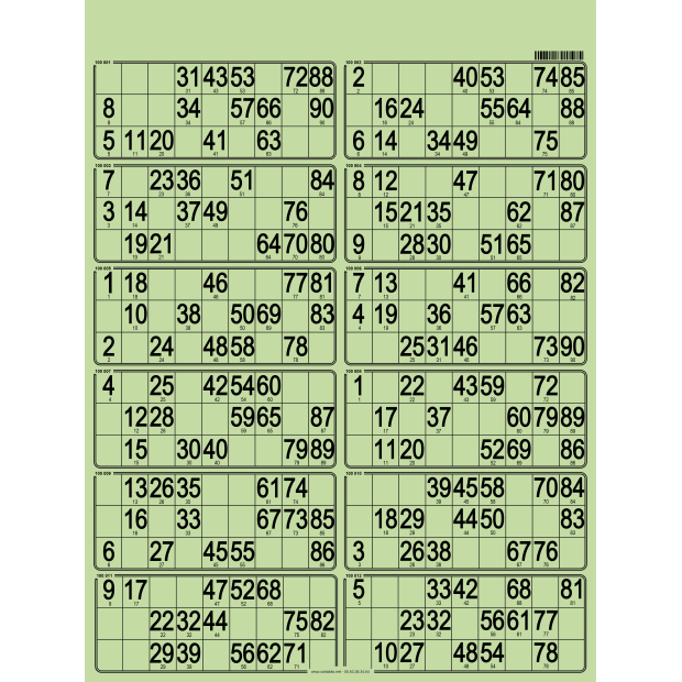 42 Planches de loto bristol - 12 grilles