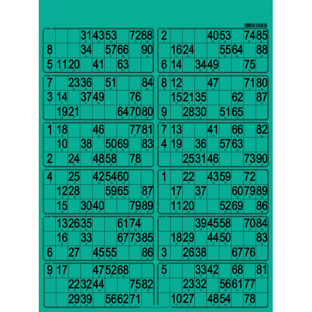 42 Bristol 90 ball bingo cards - 12 grids