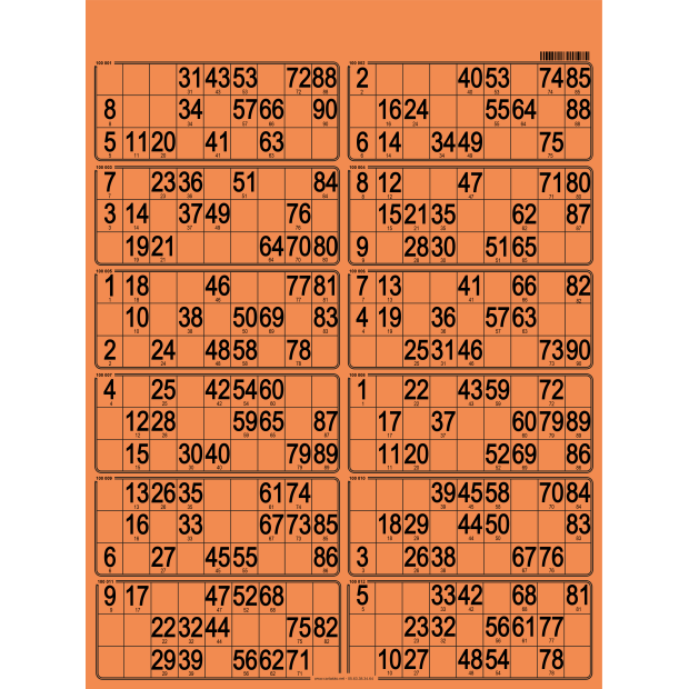 42 Hard 90 ball bingo cards - 12 grids