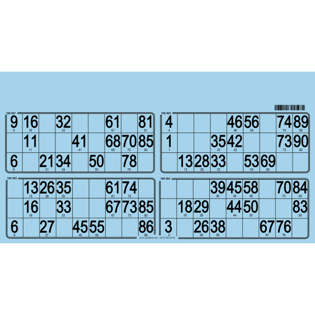 125 Planches de loto feuille - 4 grilles