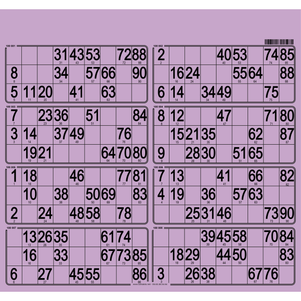 63 Paper 90 ball bingo tickets - 8 grids