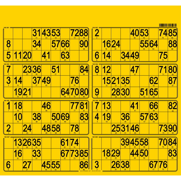 63 Planches de loto feuille - 8 grilles