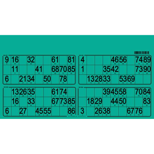 125 Planches de loto bristol - 4 grilles