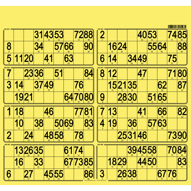 63 Bristol 90 ball bingo cards - 8 grids