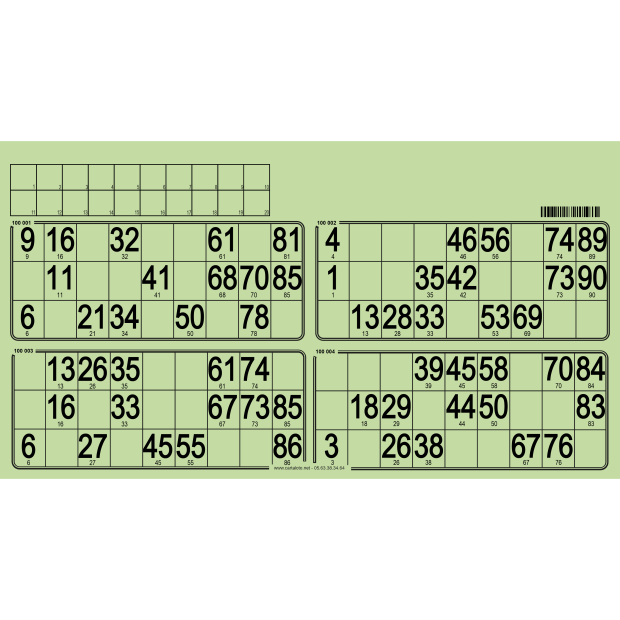 125 Planches de loto feuille - 4 grilles - à tamponner