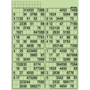 42 Paper 90 ball bingo tickets - 12 grids - to stamp