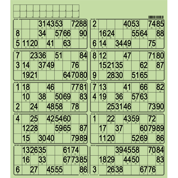 50 Planches de loto feuille - 10 grilles - à tamponner