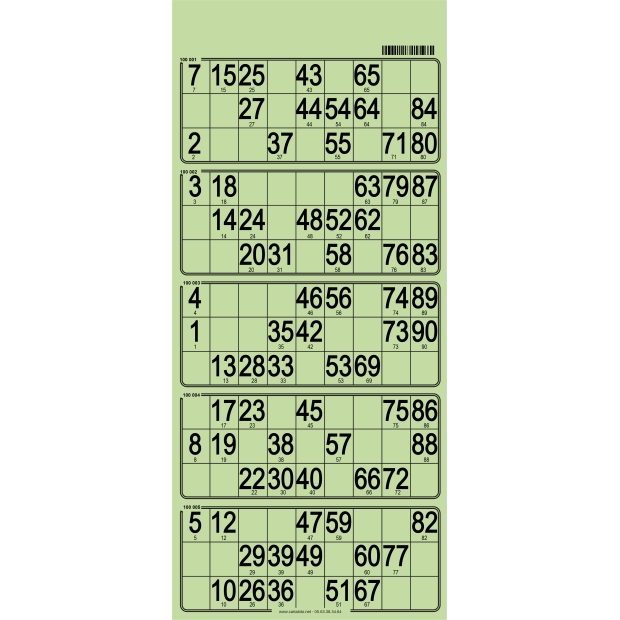 100 Planches de loto rigide - 5 grilles