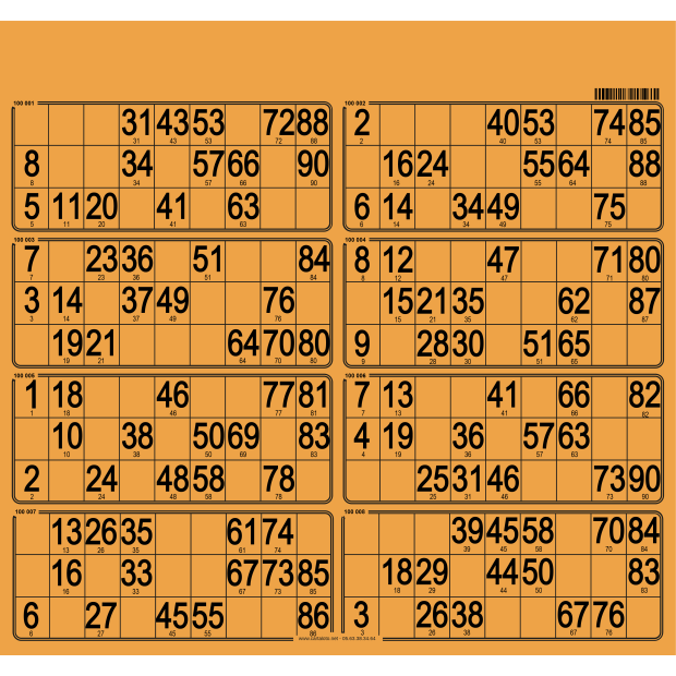 63 Planches de loto rigide - 8 grilles