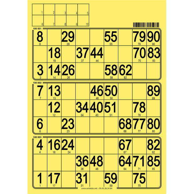 167 Bristol bingo cards - 3 grids - to stamp