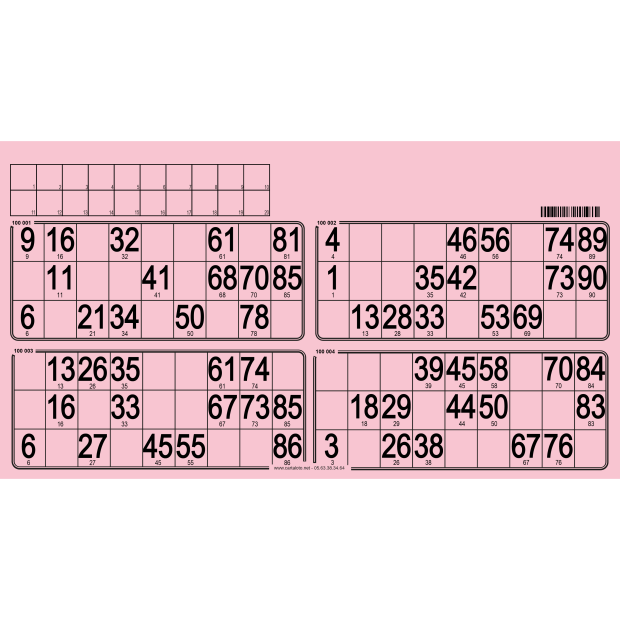 125 Bristol 90 ball bingo cards - 4 grids - to stamp