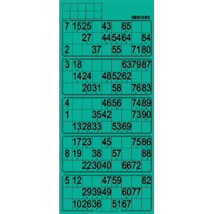 100 Bristol 90 ball bingo cards - 5 grids - to stamp