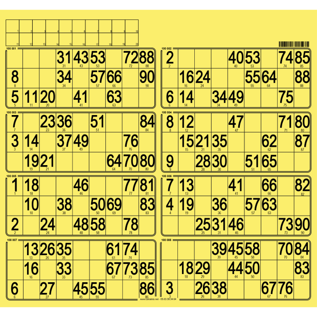 63 Bristol 90 ball bingo cards - 8 grids - to stamp