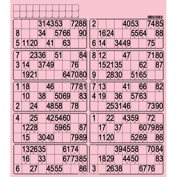 50 Planches de loto bristol - 10 grilles - à tamponner