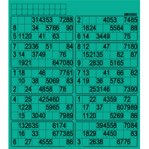 50 Bristol 90 ball bingo cards - 10 grids - to stamp
