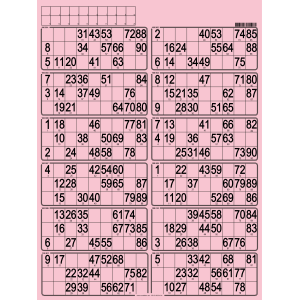 42 Bristol 90 ball bingo cards - 12 grids - to stamp