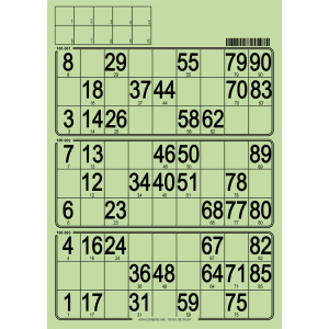 167 Hard 90 ball bingo cards - 3 grids - to stamp