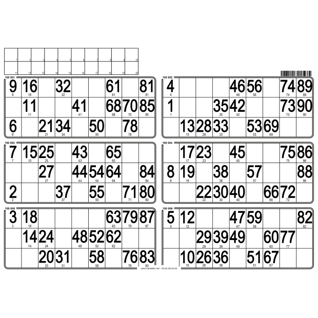 84 Planches de loto rigide - 6 grilles - à tamponner