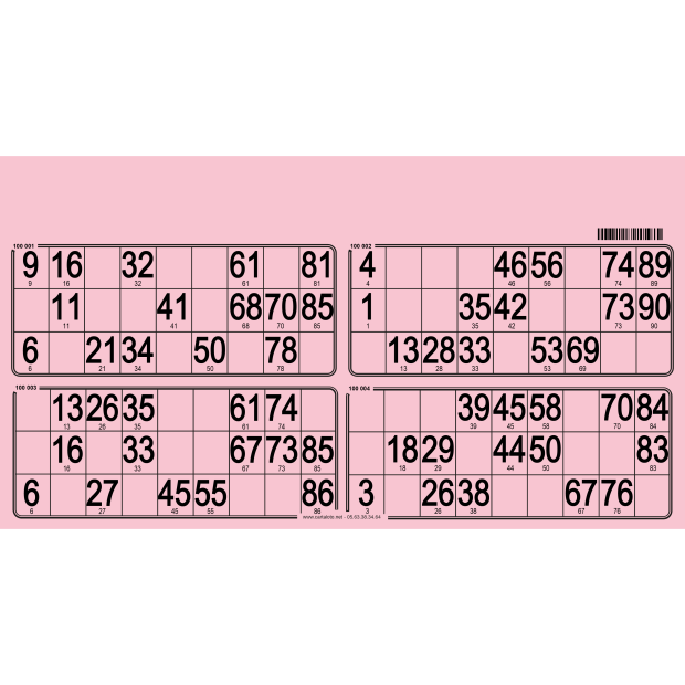 125 Planches de loto très rigide - 4 grilles