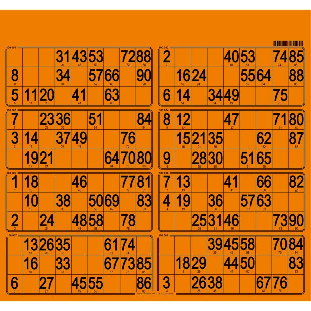 63 Planches de loto très rigide - 8 grilles