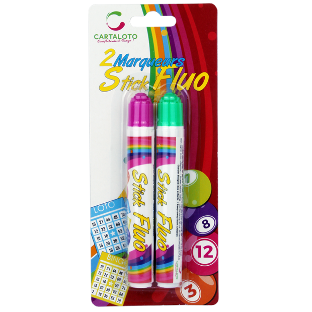 Marqueurs bingo loto stick flou en blister de 2