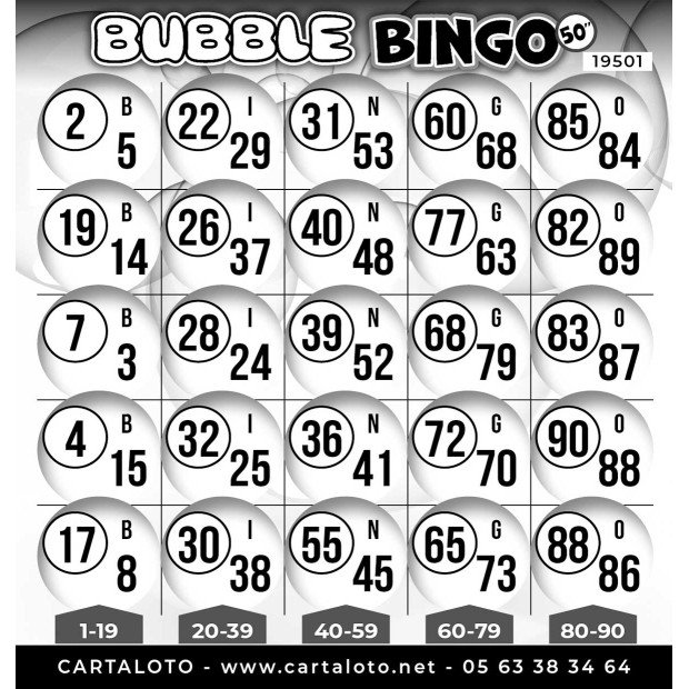 Bubble Bingo 50 numbers