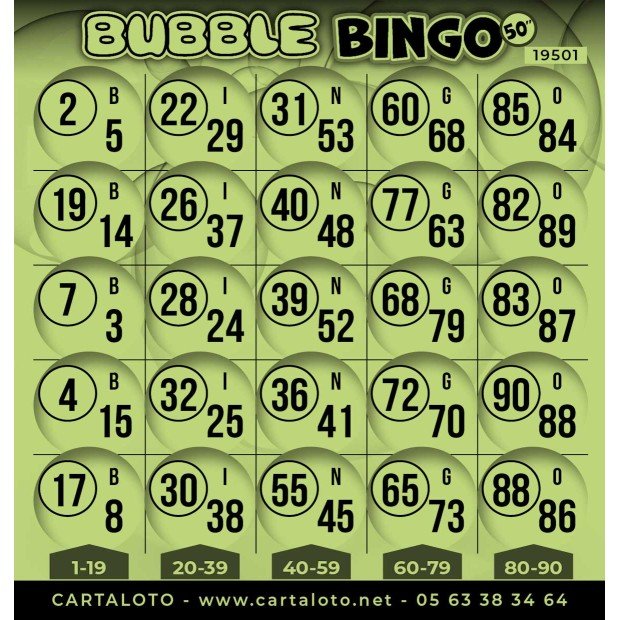 Bubble Bingo 50 numbers