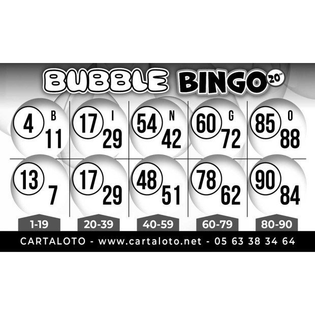 Bubble Bingo 20 numbers