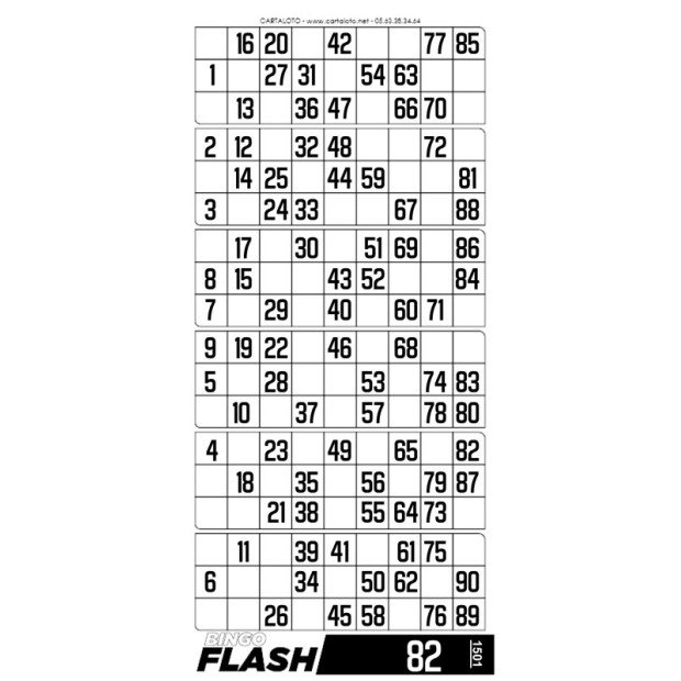 Bingo flash tickets - 6 grids