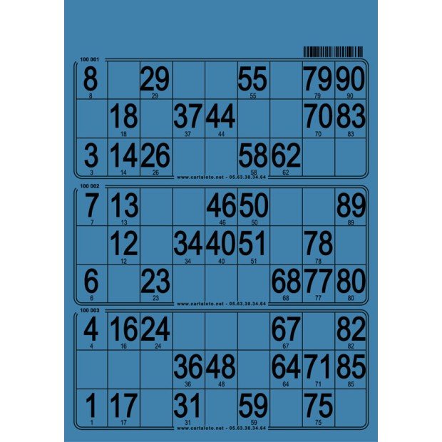 167 Bristol 90 ball bingo cards - 3 grids