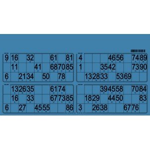 125 Bristol 90 ball bingo cards - 4 grids