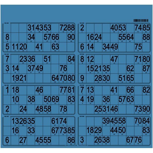 63 Bristol 90 ball bingo cards - 8 grids