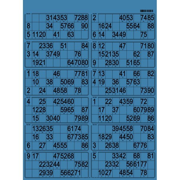 42 Bristol 90 ball bingo cards - 12 grids