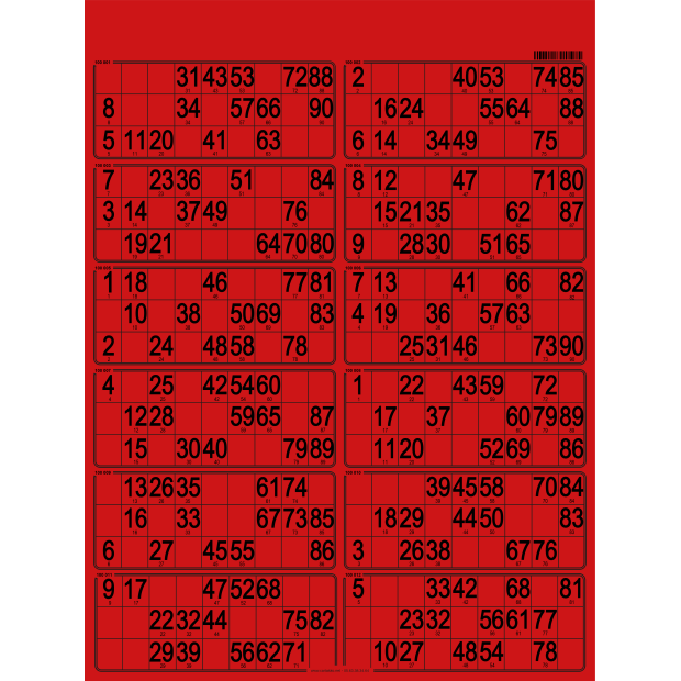 42 Paper 90 ball bingo tickets - 12 grids