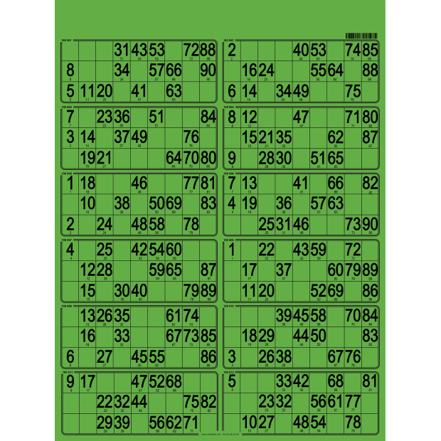 42 Paper 90 ball bingo tickets - 12 grids