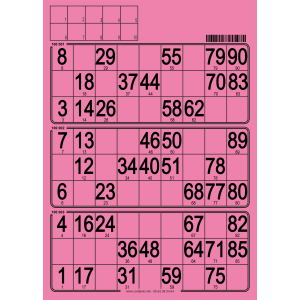 167 Paper 90 ball bingo tickets - 3 grids - to stamp