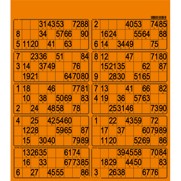 50 Paper 90 ball bingo tickets - 10 grids