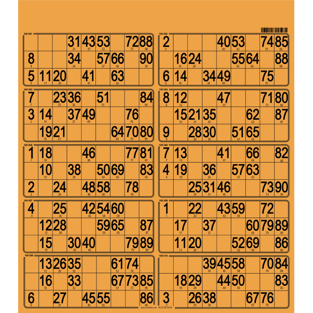 50 Planches de loto feuille - 10 grilles