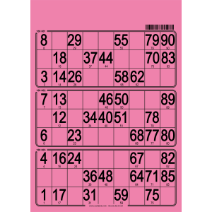 167 Hard 90 ball bingo cards - 3 grids