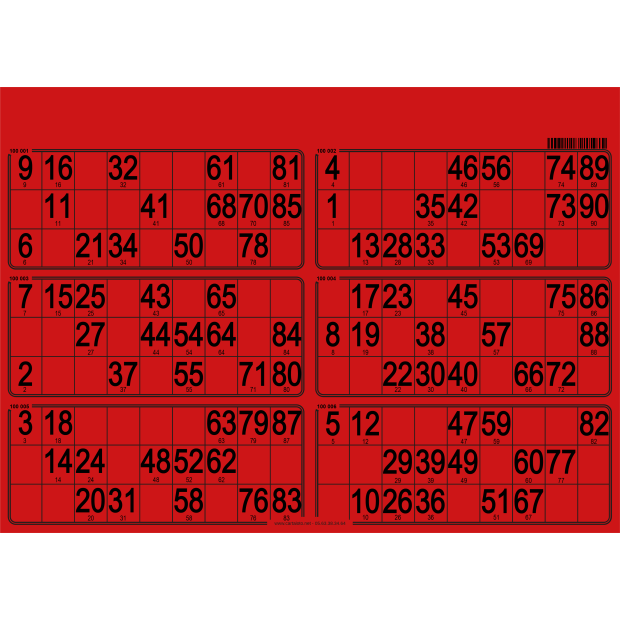 84 Planches de loto rigide - 6 grilles