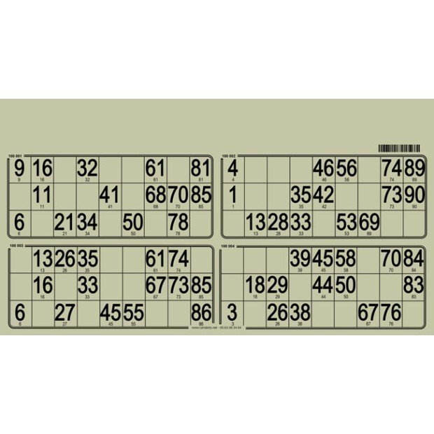 125 Planches de loto très rigide - 4 grilles